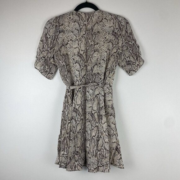 Reformation Women's Snakeskin Print Short Sleeve Wrap Dress Size XS Mini Monica - Picture 6 of 10